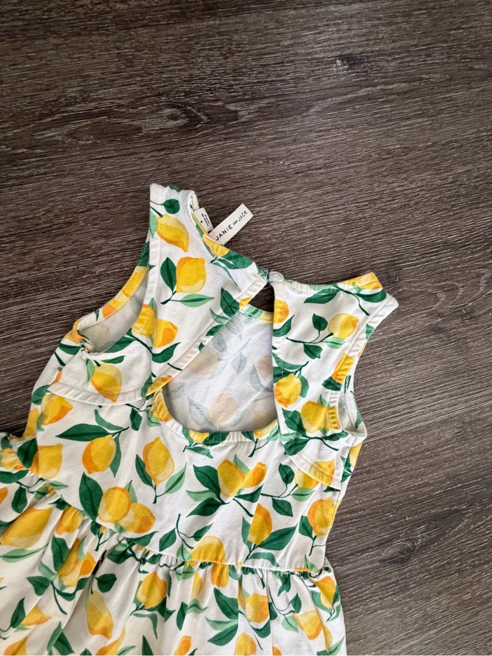 Janie and Jack White Dress with Yellow Lemon Print